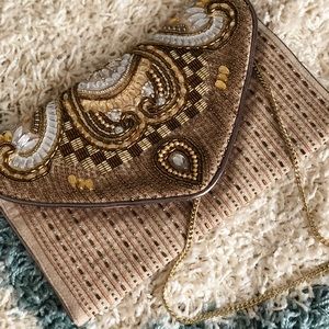 EMBELLISHED GOLD CLUTCH